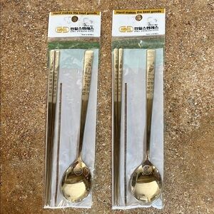 HANIL Gold Color Stainless Steel Korean Chopsticks‎ and Spoon Set